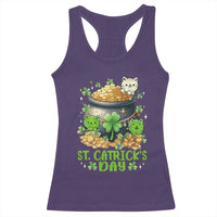 Cats St Patricks Day Racerback Tank Top Pot Of Gold Kitty Lover Lucky Irish