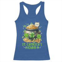 Cats St Patricks Day Racerback Tank Top Pot Of Gold Kitty Lover Lucky Irish