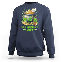 Cats St Patricks Day Sweatshirt Pot Of Gold Kitty Lover Lucky Irish