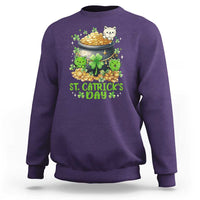Cats St Patricks Day Sweatshirt Pot Of Gold Kitty Lover Lucky Irish