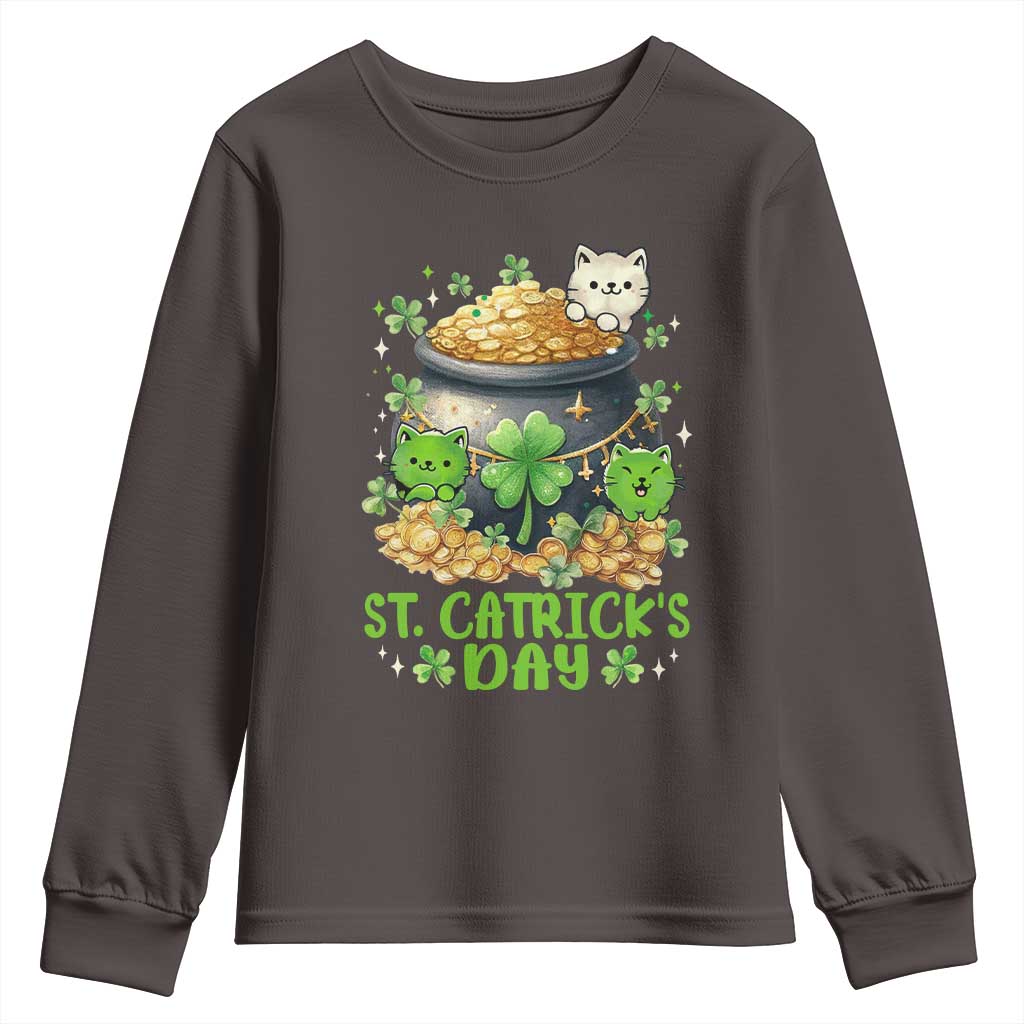 Cats St Patricks Day Youth Sweatshirt Pot Of Gold Kitty Lover Lucky Irish