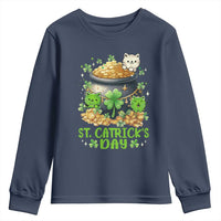 Cats St Patricks Day Youth Sweatshirt Pot Of Gold Kitty Lover Lucky Irish