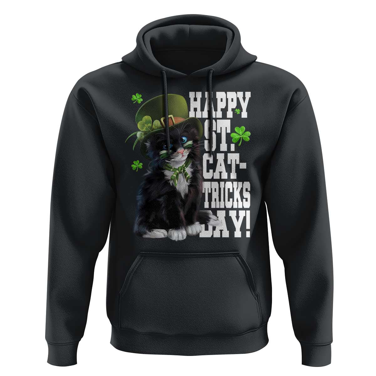 Shamrock Cat St Patricks Day Hoodie Kitty Mom Gift