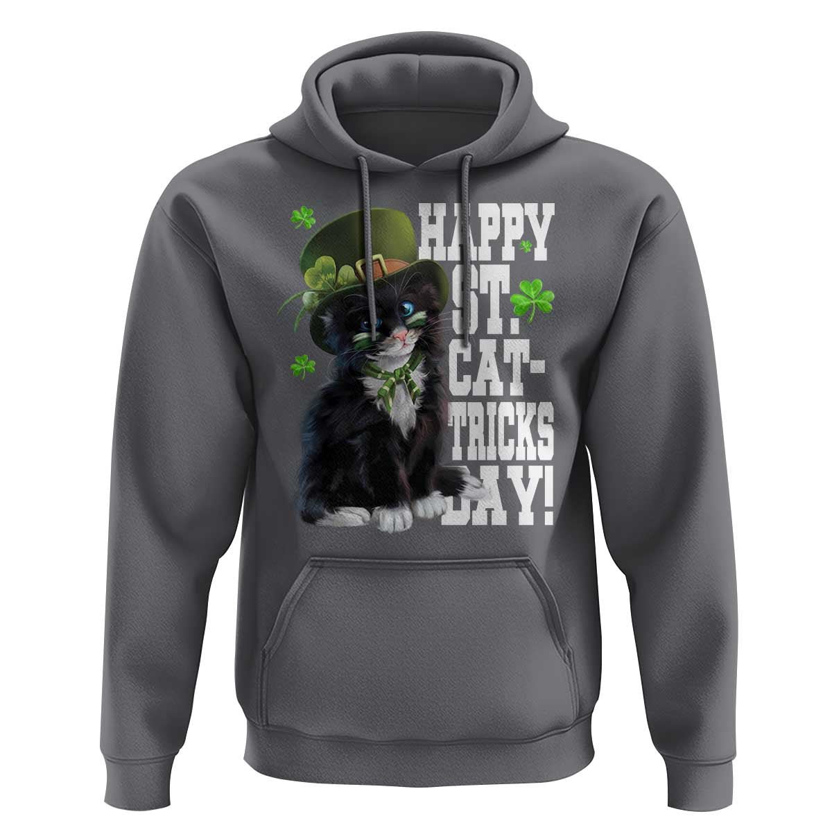 Shamrock Cat St Patricks Day Hoodie Kitty Mom Gift