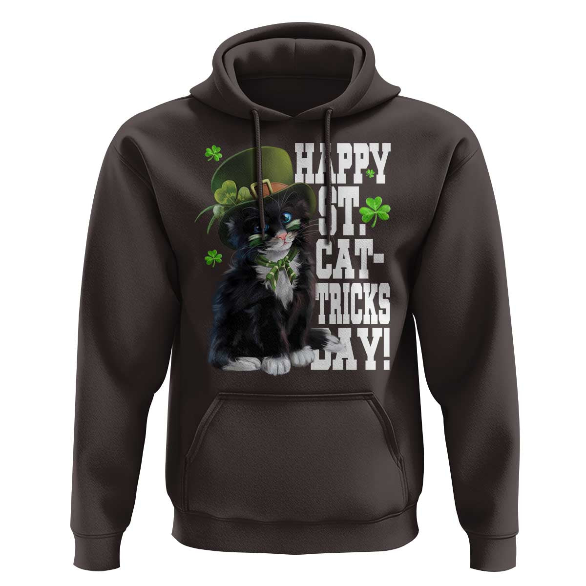 Shamrock Cat St Patricks Day Hoodie Kitty Mom Gift