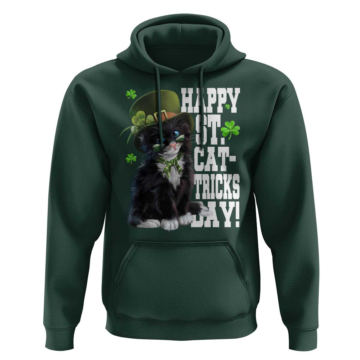 Shamrock Cat St Patricks Day Hoodie Kitty Mom Gift