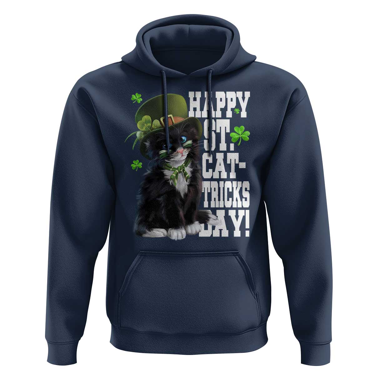 Shamrock Cat St Patricks Day Hoodie Kitty Mom Gift