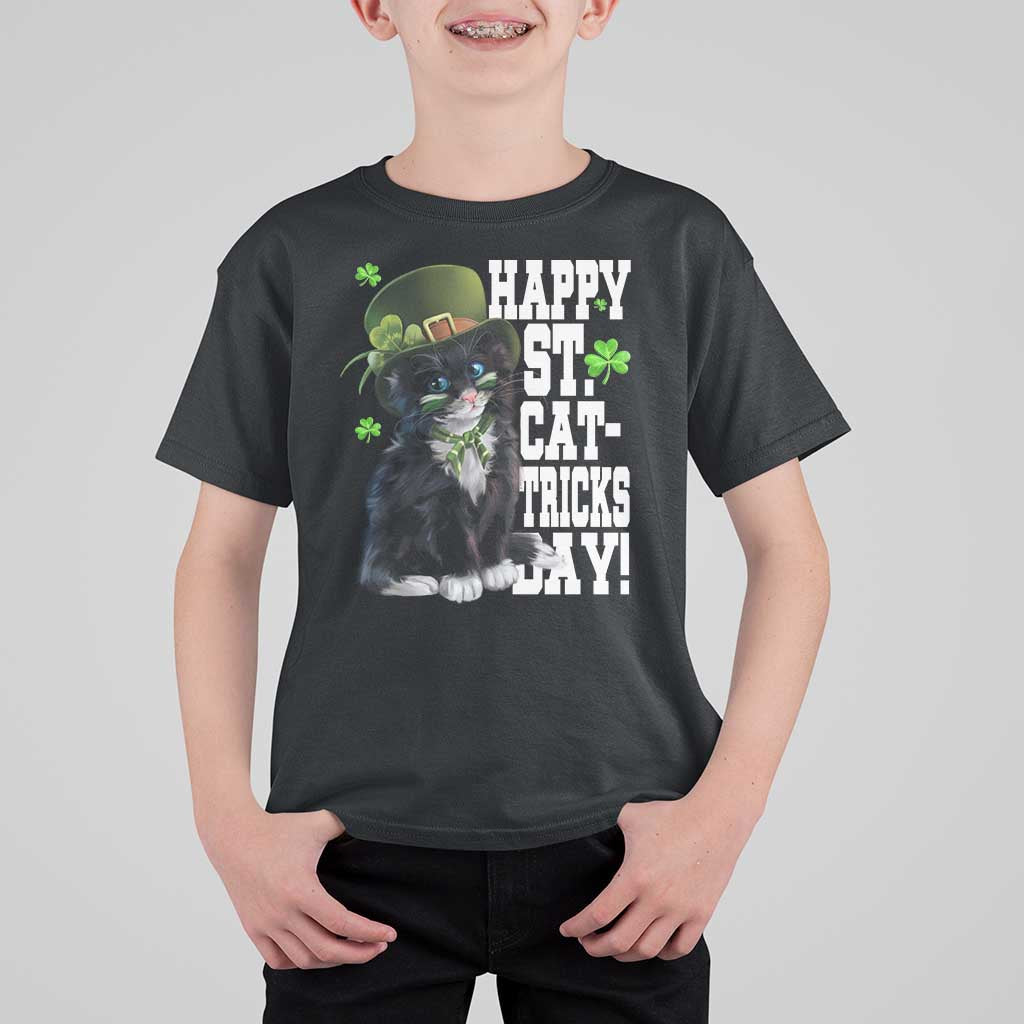 Shamrock Cat St Patricks Day T Shirt For Kid Kitty Mom Gift