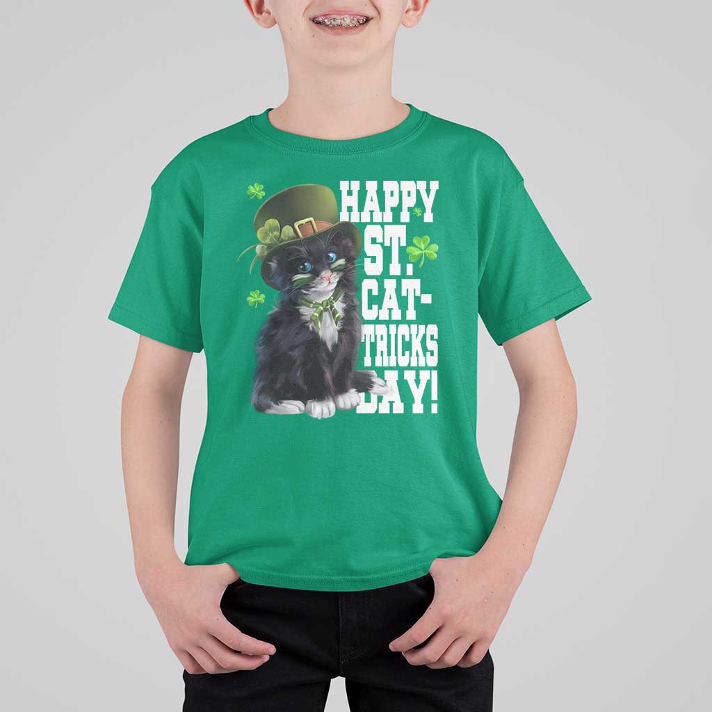 Shamrock Cat St Patricks Day T Shirt For Kid Kitty Mom Gift