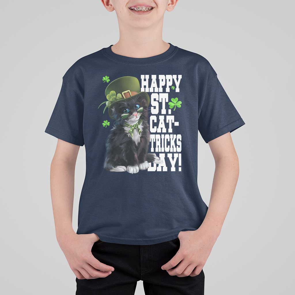 Shamrock Cat St Patricks Day T Shirt For Kid Kitty Mom Gift