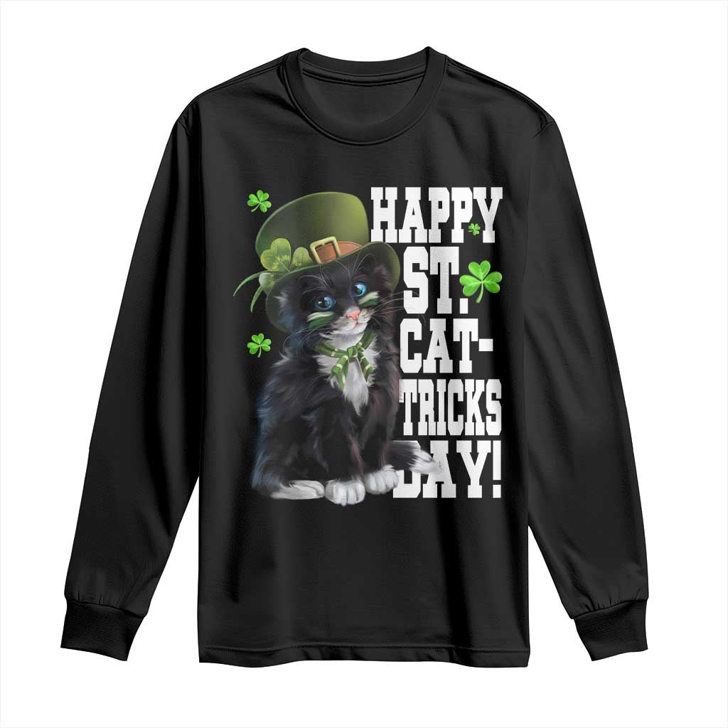 Shamrock Cat St Patricks Day Long Sleeve Shirt Kitty Mom Gift
