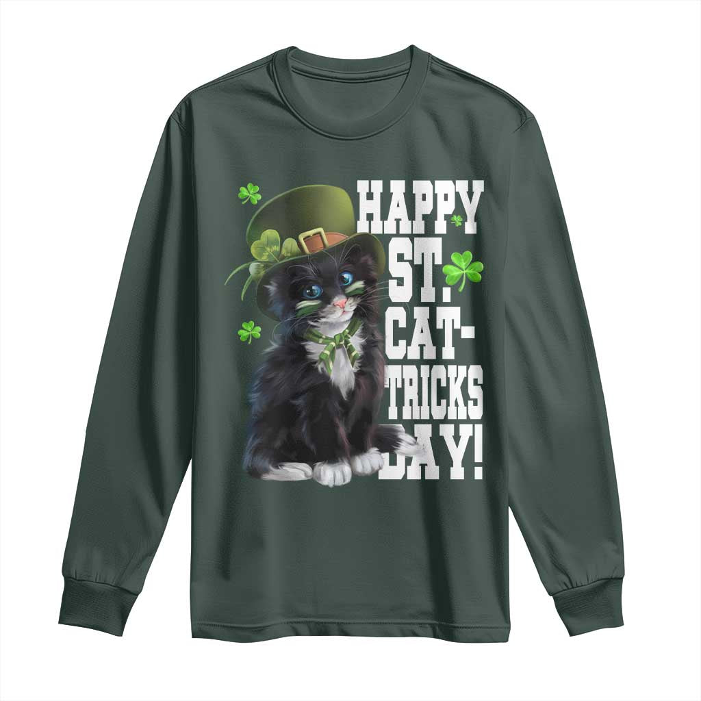 Shamrock Cat St Patricks Day Long Sleeve Shirt Kitty Mom Gift