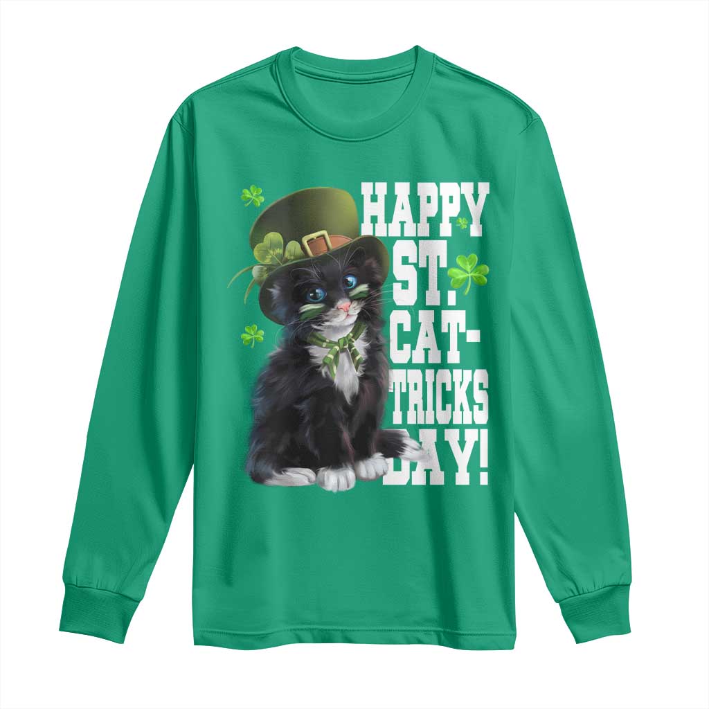 Shamrock Cat St Patricks Day Long Sleeve Shirt Kitty Mom Gift