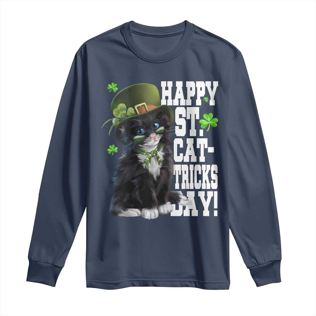 Shamrock Cat St Patricks Day Long Sleeve Shirt Kitty Mom Gift