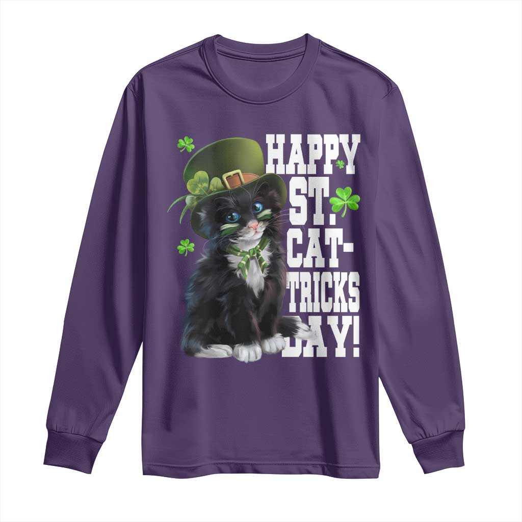 Shamrock Cat St Patricks Day Long Sleeve Shirt Kitty Mom Gift
