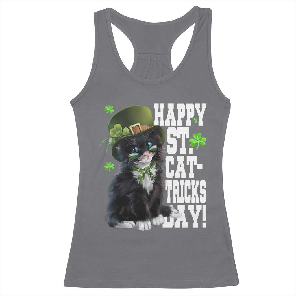 Shamrock Cat St Patricks Day Racerback Tank Top Kitty Mom Gift