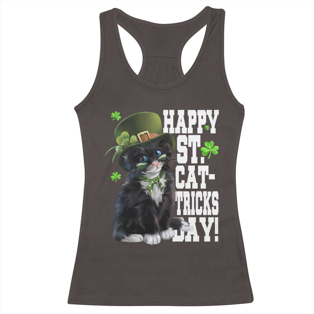 Shamrock Cat St Patricks Day Racerback Tank Top Kitty Mom Gift