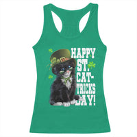 Shamrock Cat St Patricks Day Racerback Tank Top Kitty Mom Gift