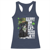 Shamrock Cat St Patricks Day Racerback Tank Top Kitty Mom Gift