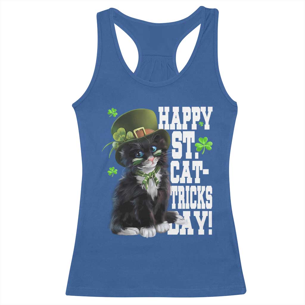Shamrock Cat St Patricks Day Racerback Tank Top Kitty Mom Gift