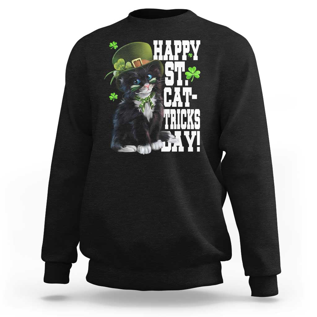 Shamrock Cat St Patricks Day Sweatshirt Kitty Mom Gift