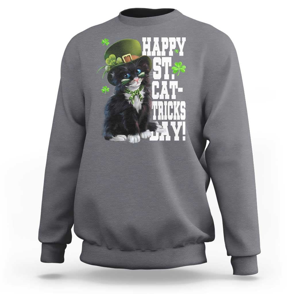 Shamrock Cat St Patricks Day Sweatshirt Kitty Mom Gift