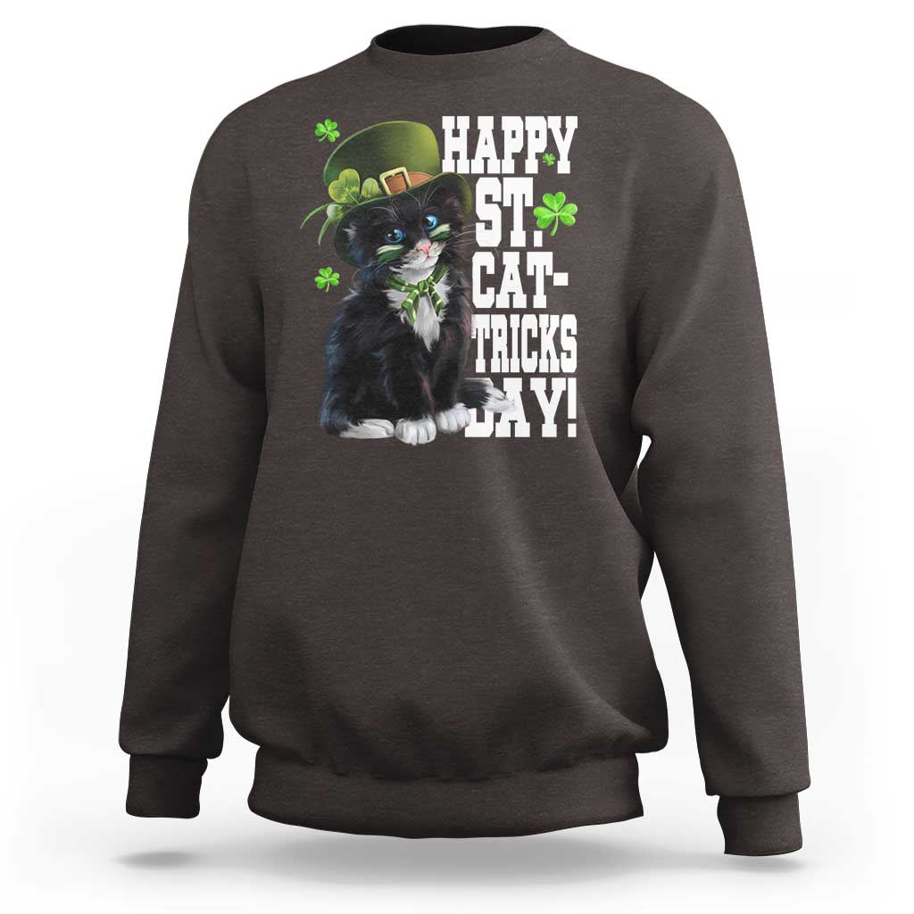 Shamrock Cat St Patricks Day Sweatshirt Kitty Mom Gift