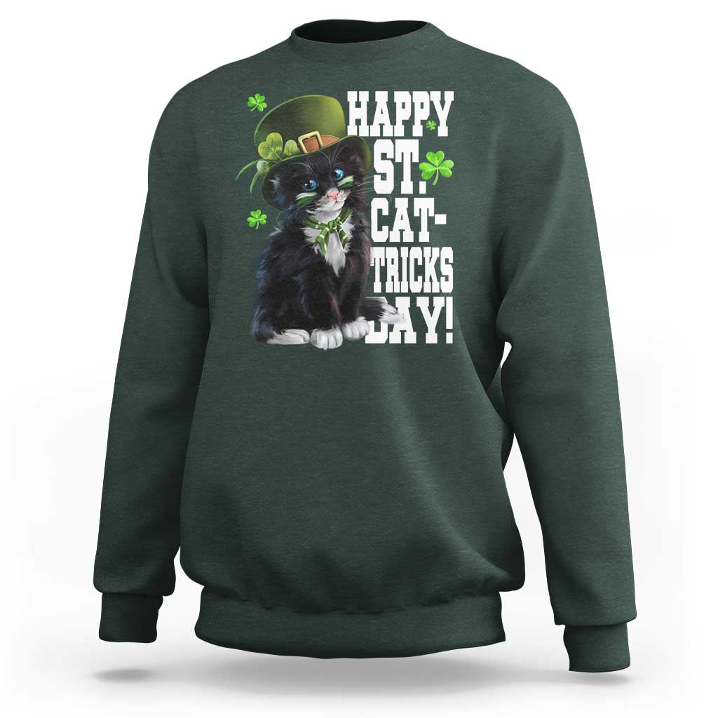 Shamrock Cat St Patricks Day Sweatshirt Kitty Mom Gift
