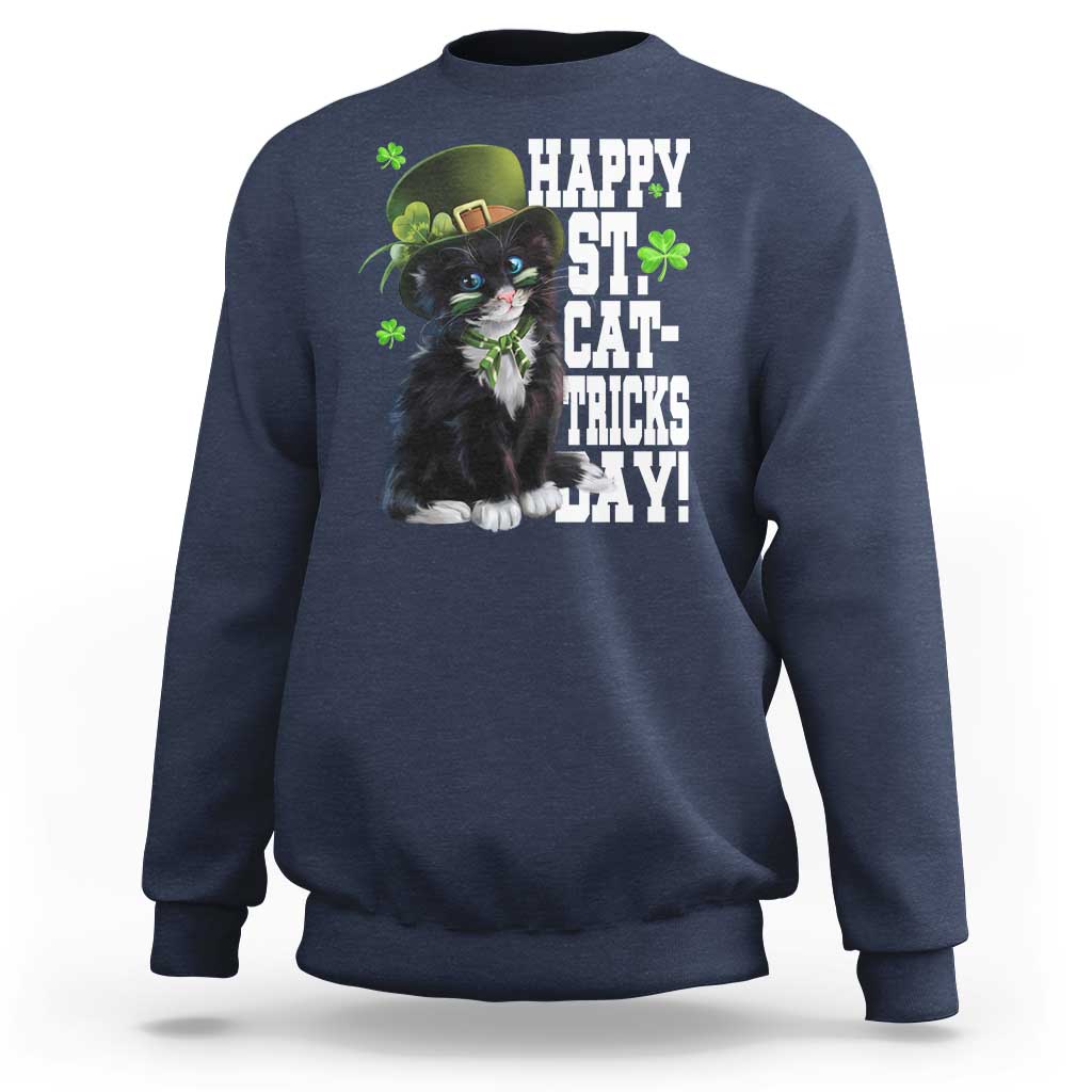 Shamrock Cat St Patricks Day Sweatshirt Kitty Mom Gift