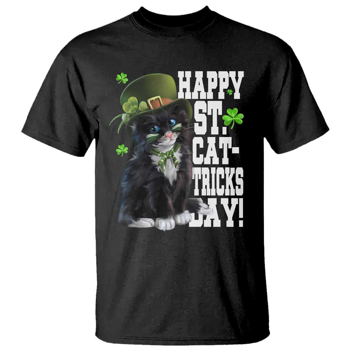 Shamrock Cat St Patricks Day T Shirt Kitty Mom Gift