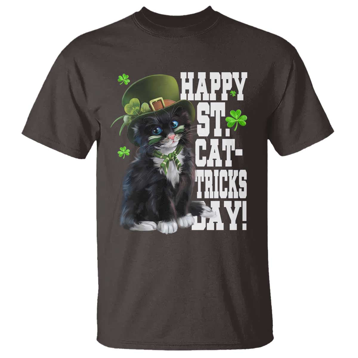 Shamrock Cat St Patricks Day T Shirt Kitty Mom Gift