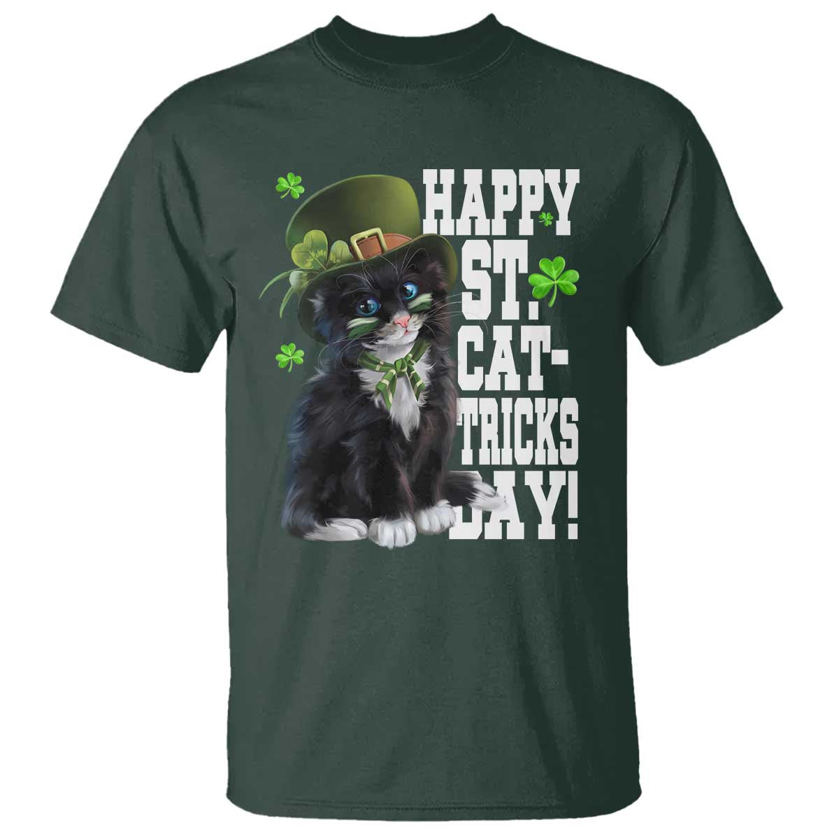 Shamrock Cat St Patricks Day T Shirt Kitty Mom Gift