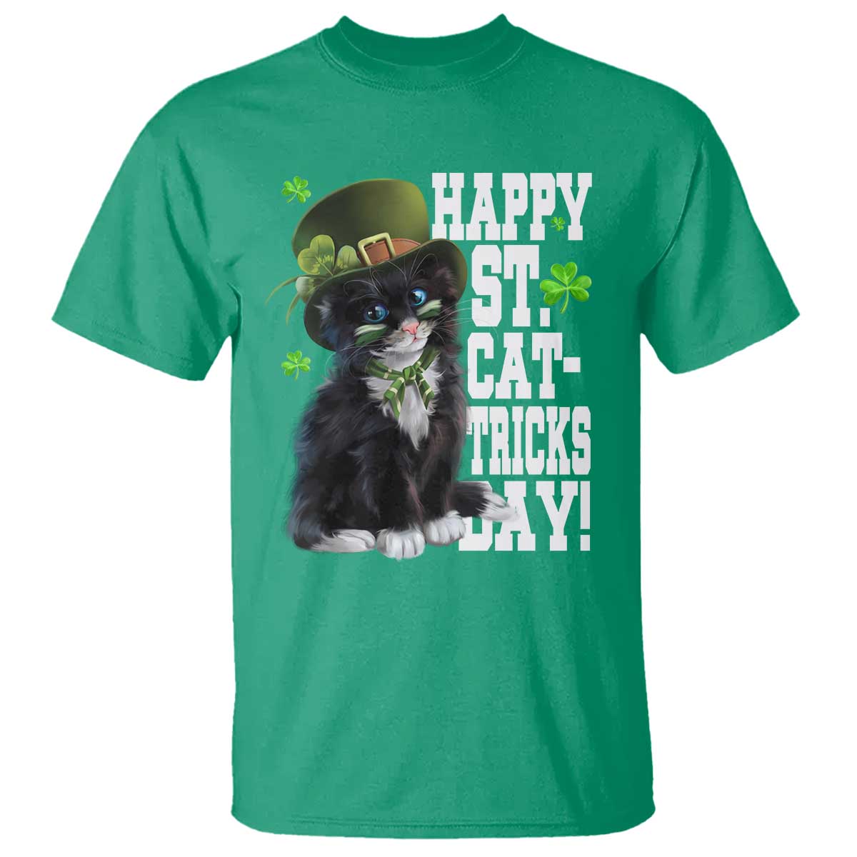 Shamrock Cat St Patricks Day T Shirt Kitty Mom Gift