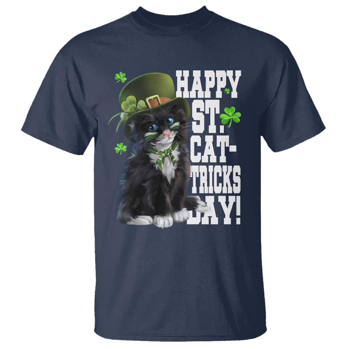 Shamrock Cat St Patricks Day T Shirt Kitty Mom Gift