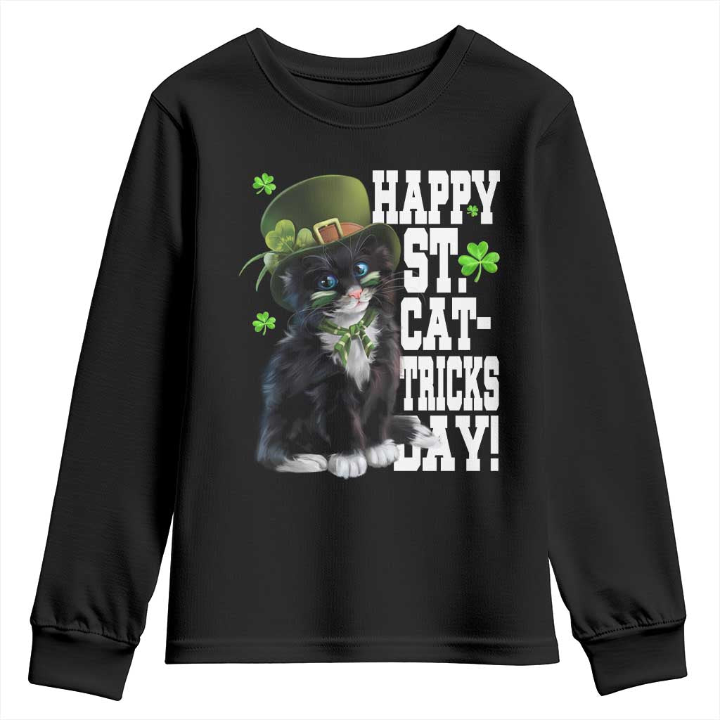 Shamrock Cat St Patricks Day Youth Sweatshirt Kitty Mom Gift