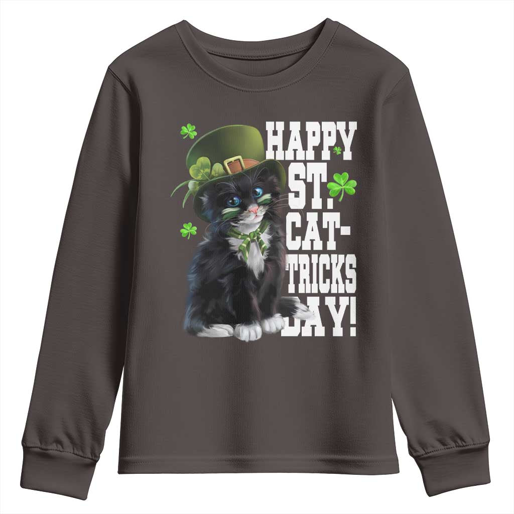 Shamrock Cat St Patricks Day Youth Sweatshirt Kitty Mom Gift