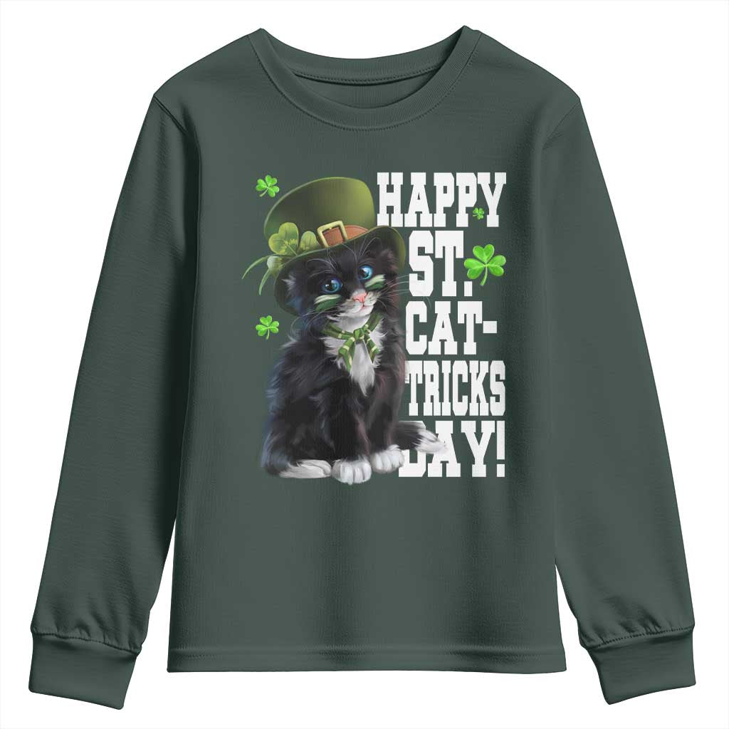 Shamrock Cat St Patricks Day Youth Sweatshirt Kitty Mom Gift
