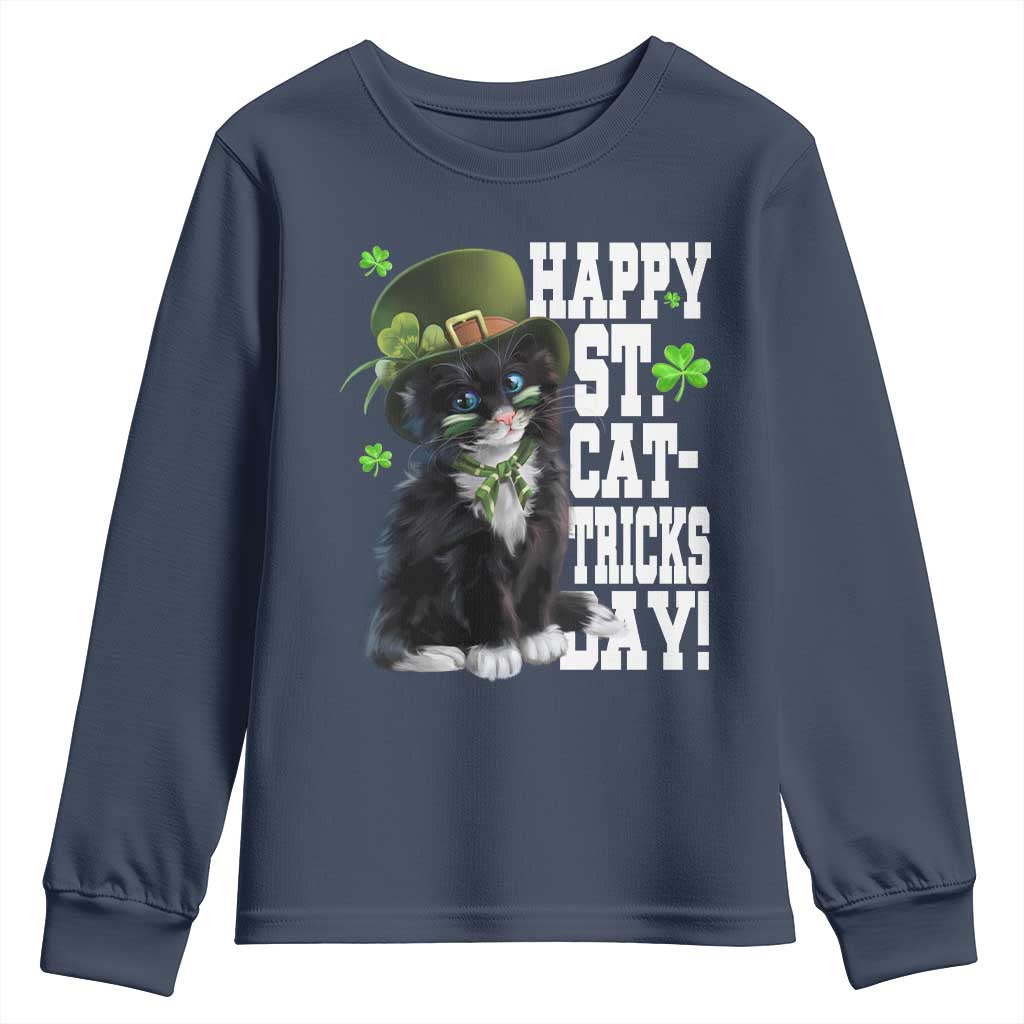 Shamrock Cat St Patricks Day Youth Sweatshirt Kitty Mom Gift