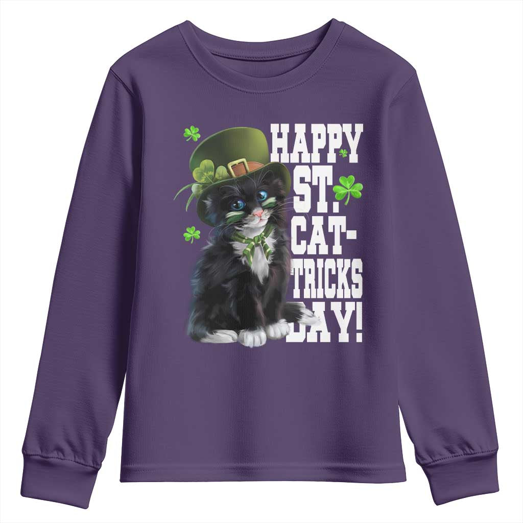 Shamrock Cat St Patricks Day Youth Sweatshirt Kitty Mom Gift