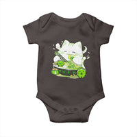 St Patrick's Day Cats Baby Onesie Irish Eating Ramen Noodles Cute Anime Shamrocks