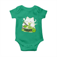 St Patrick's Day Cats Baby Onesie Irish Eating Ramen Noodles Cute Anime Shamrocks