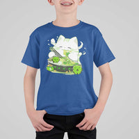 St Patrick's Day Cats T Shirt For Kid Irish Eating Ramen Noodles Cute Anime Shamrocks