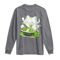 St Patrick's Day Cats Long Sleeve Shirt Irish Eating Ramen Noodles Cute Anime Shamrocks