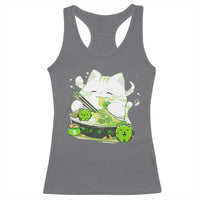 St Patrick's Day Cats Racerback Tank Top Irish Eating Ramen Noodles Cute Anime Shamrocks