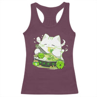 St Patrick's Day Cats Racerback Tank Top Irish Eating Ramen Noodles Cute Anime Shamrocks