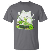 St Patrick's Day Cats T Shirt Irish Eating Ramen Noodles Cute Anime Shamrocks