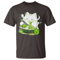 St Patrick's Day Cats T Shirt Irish Eating Ramen Noodles Cute Anime Shamrocks