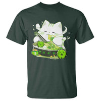 St Patrick's Day Cats T Shirt Irish Eating Ramen Noodles Cute Anime Shamrocks