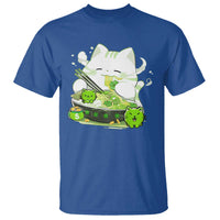 St Patrick's Day Cats T Shirt Irish Eating Ramen Noodles Cute Anime Shamrocks