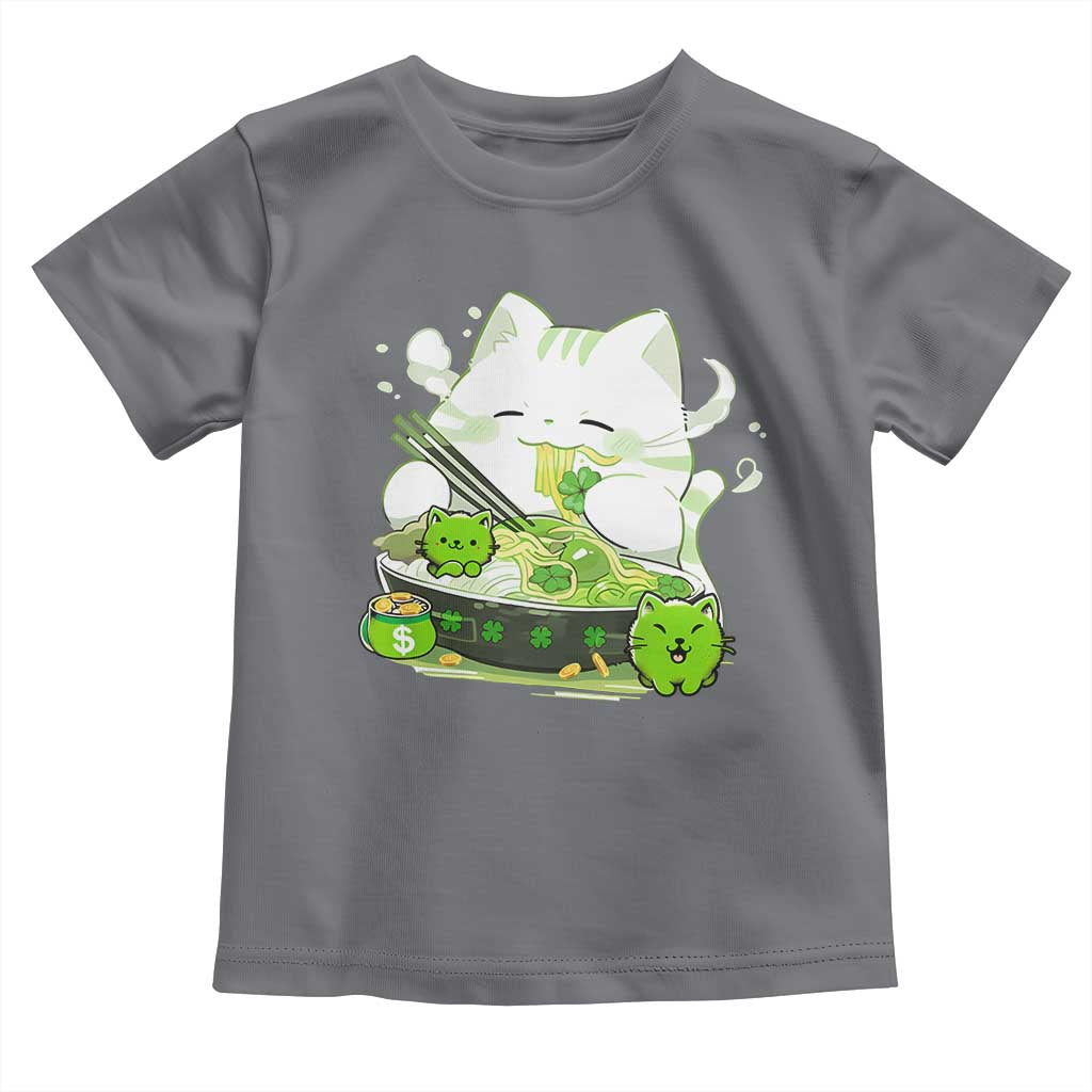 St Patrick's Day Cats Toddler T Shirt Irish Eating Ramen Noodles Cute Anime Shamrocks